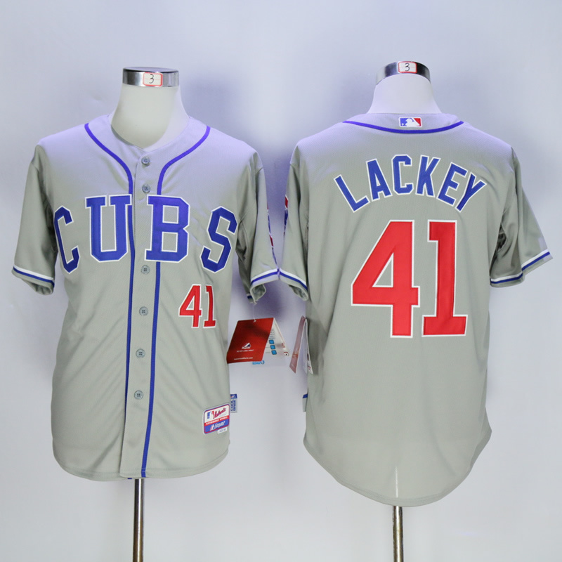 Men Chicago Cubs #41 Lackey Grey CUBS MLB Jerseys->chicago cubs->MLB Jersey